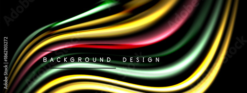Abstract colorful waves form dynamic background. Bright lines create modern design, perfect for digital projects. Smooth gradients enhance visual appeal.