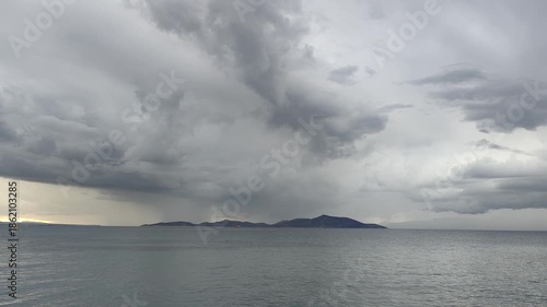storm clouds over the sea. Turgutreis, Bodrum, Turkey.	
