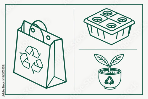 Recycling symbol in a paper bag