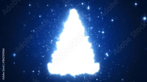 Glowing abstract tree shape against a dark blue background