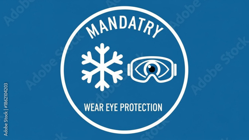 Mandatory Eye Protection Symbol: A clear and concise symbol that conveys a crucial safety message, designed for environments where eye protection is not just recommended, but absolutely mandatory.