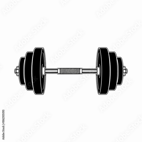 Heavy gym barbell for professional bodybuilding and strength training