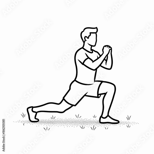 Male athlete practicing forward lunges for leg day