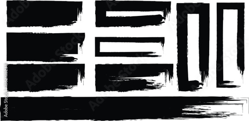 Abstract geometric composition with black and white rectangular shapes