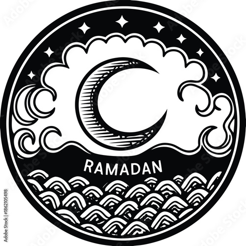 A collection of black silhouette vectors featuring Islamic architectural elements, lanterns, crescent moon, stars, and geometric patterns, ideal for Ramadan and Eid decorations.
