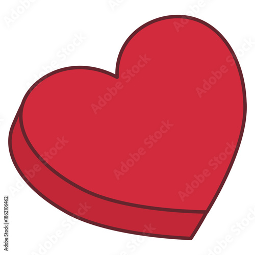 Simple red heart shaped chocolate box or gift container graphic