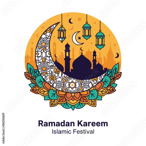 Celebrating ramadan kareem Vector