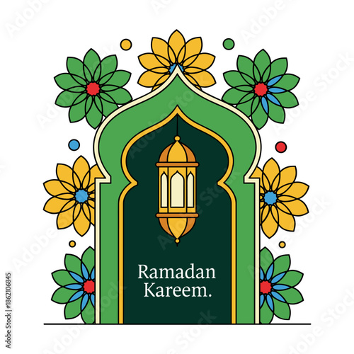 Celebrating ramadan kareem with traditional decorations Vector