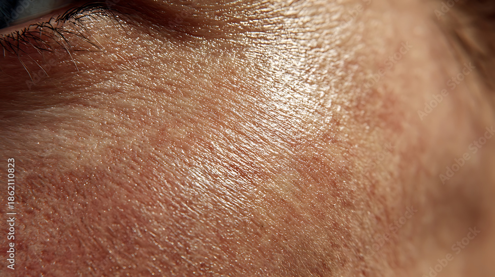 Fototapeta premium Extreme Close-up of Human Skin Texture with Wrinkles and Pores