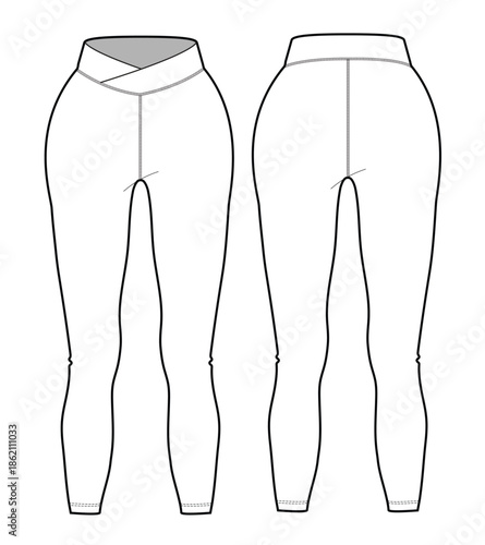 Athleisure leggings vector template technical design by adobe illustrator.