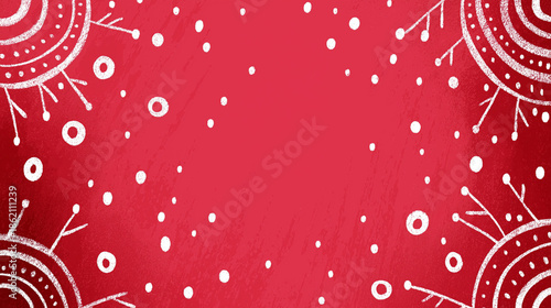 Festive Red Embellishment: A vibrant background of deep red adorned with delicate white ornaments, creating a visually captivating and joyful ambiance perfect for winter.