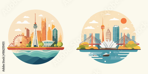 Vector illustration of a Cityscape sydney Australia