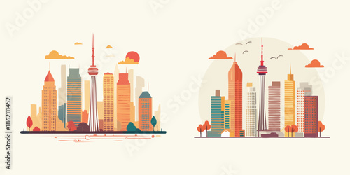 Urban Toronto cityscape illustration