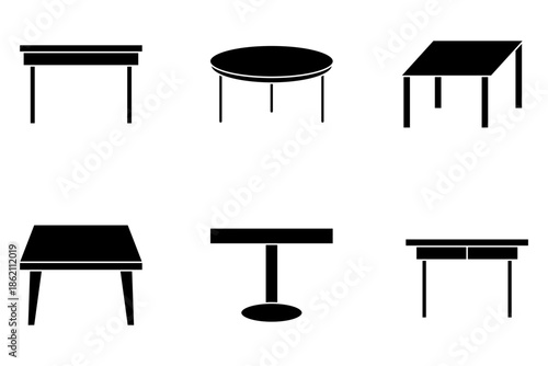 table set 6 icon on white background
