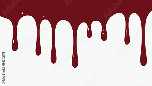 Red blood dripping effect on white background