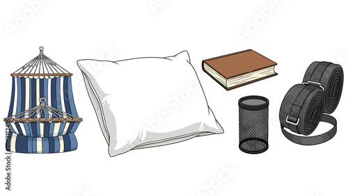 Luxury Bedroom Accessories Set with Pillow, Lamp, Book, and Belt