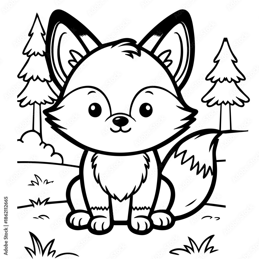Obraz premium Baby Fox Coloring Page