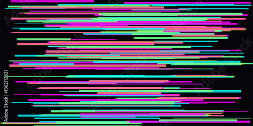Abstract Cyberpunk Glitch Background with Digital Distortion Neon Lines
