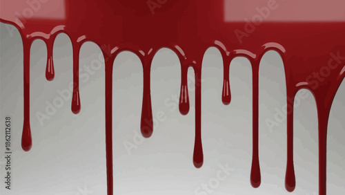 Red blood dripping effect on white background
