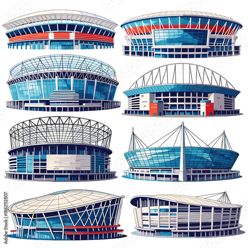 Colorful Stadium Models in Various Designs and Styles