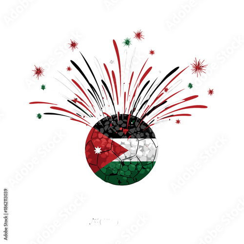 Jordan Flag with Fireworks Celebration Artwork