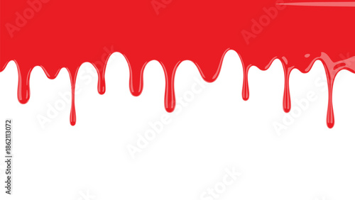 Red blood dripping effect on white background