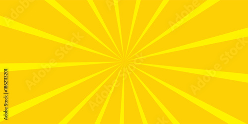 Yellow abstract background with light of sunburst. yellow starburst with halftone. sun ray retro background with flash