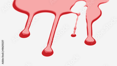 Red blood dripping effect on white background