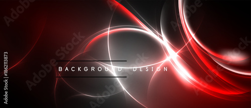 Abstract red energy lines over dark background. Modern design elements create dynamic visual impact. Text reads background design.