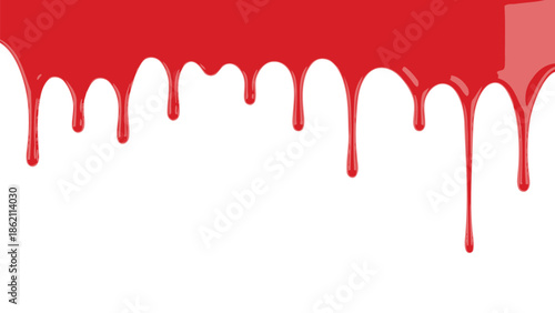 Red blood dripping effect on white background