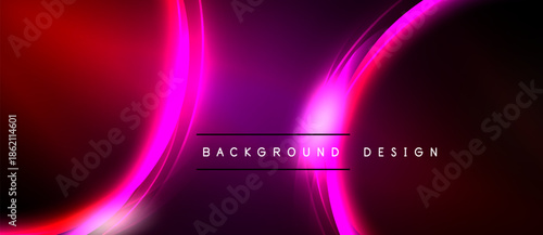 Abstract background features vibrant curves, gradients. Red, purple hues dominate design, creating dynamic visual effect. Text reads background design.