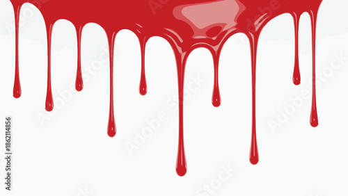 Red blood dripping effect on white background