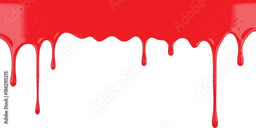 Red blood dripping effect on white background