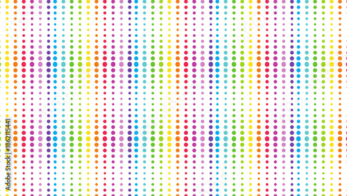 Vibrant multicolored dot pattern on white background