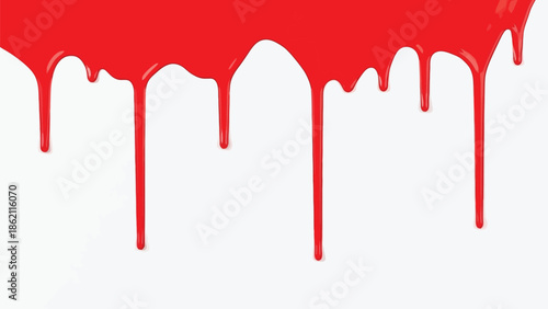 Red blood dripping effect on white background