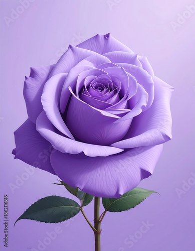Vibrant Purple Rose Blossom on a Soft Lavender Background.