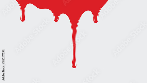 Red blood dripping effect on white background