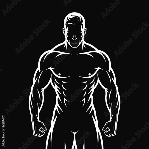 A muscular man with a strong physique and a confident expression