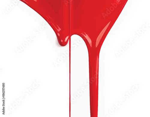 Red blood dripping effect on white background