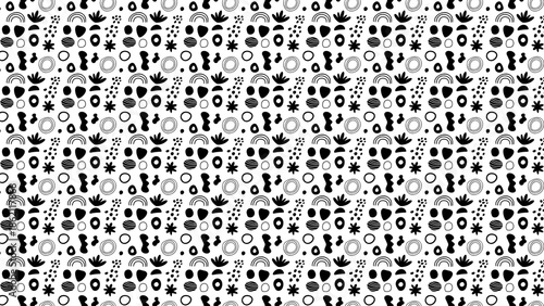 Modern minimalist bohemian pattern with black and white abstract shapes