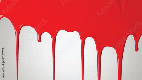 Red blood dripping effect on white background