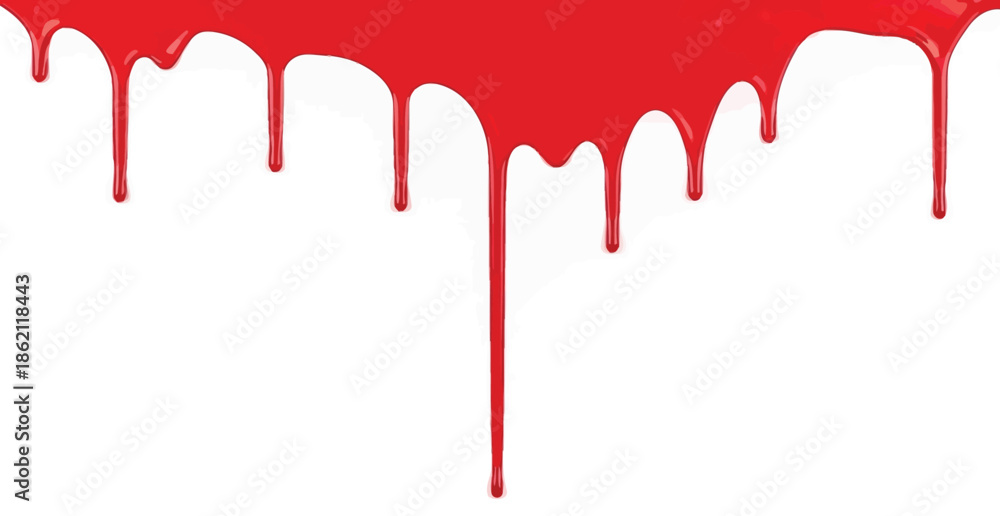 Fototapeta premium Red blood dripping effect on white background