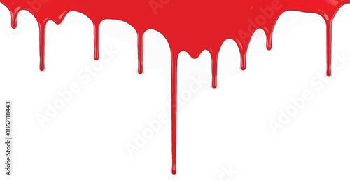 Red blood dripping effect on white background