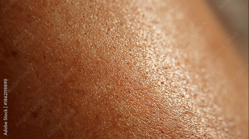 Fototapeta premium Macro Shot of Sweaty Human Skin Surface moisture texture