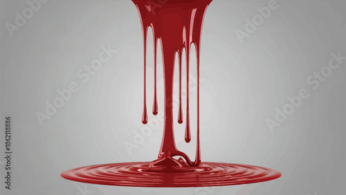 Red blood dripping effect on white background