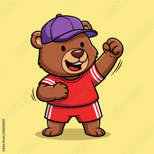 Energetic bear showing strength Vector