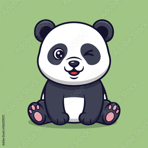 Cute panda sitting Vector
