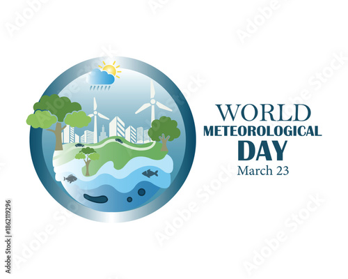 World Meteorological Day banner, vector illustration, flat style