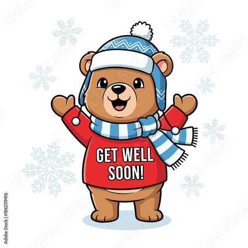 Get well soon bear Vector