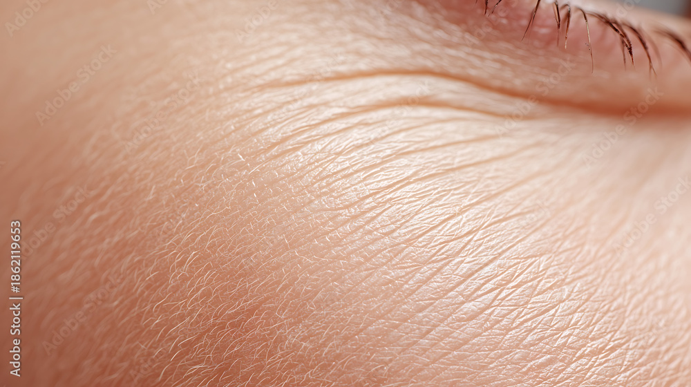 Fototapeta premium Macro view of aged human skin with wrinkles and fine lines